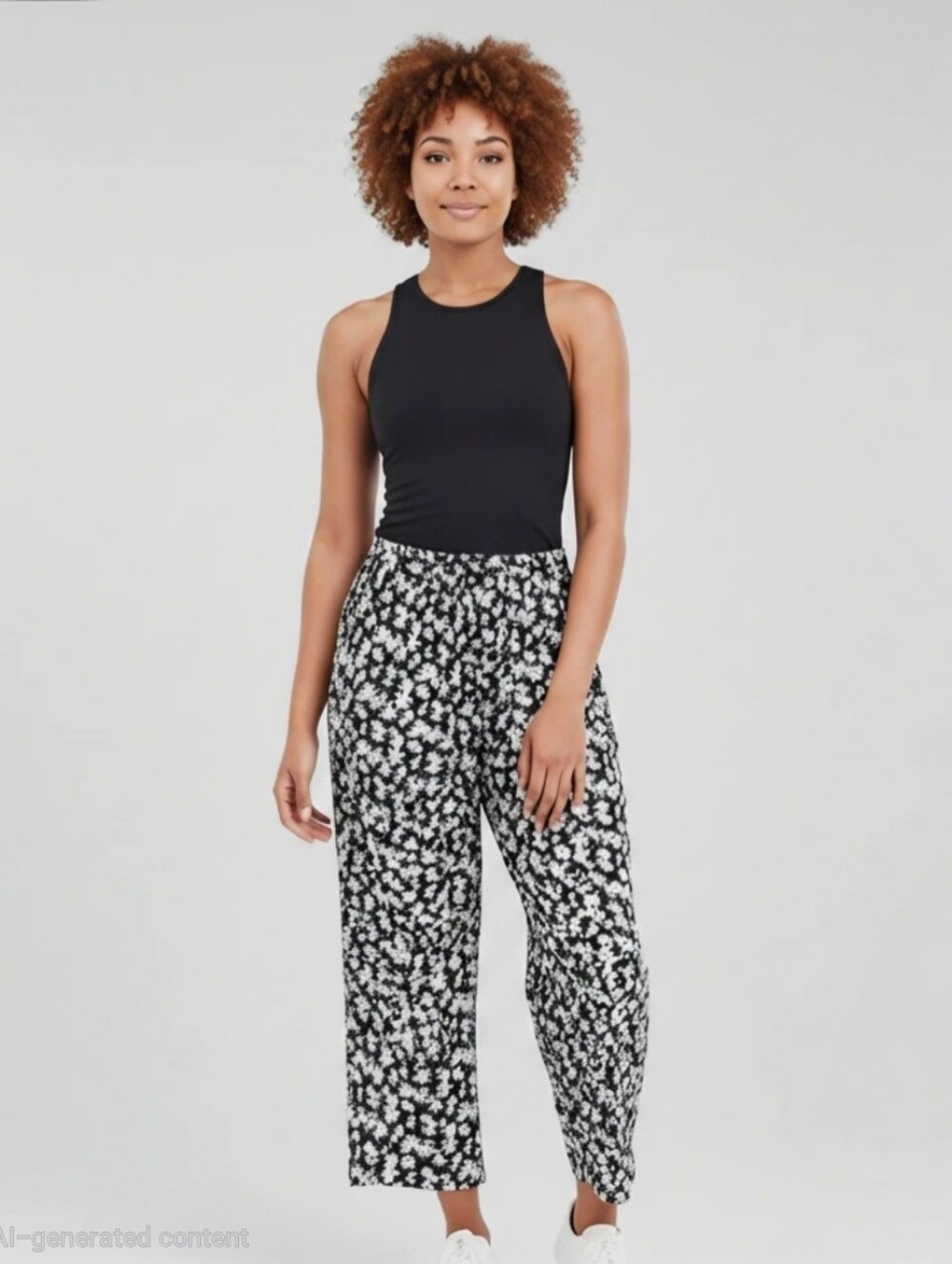 Norton McNaughton White Black Floral Cottagecore Linen Capri Pants - Size XL